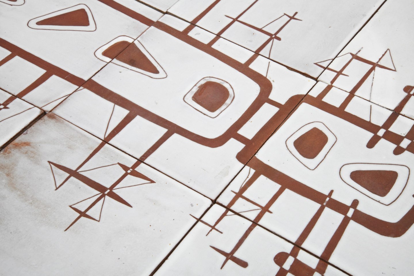 Jean Rivier's ceramic coffee table, detailed view of ceramic table top