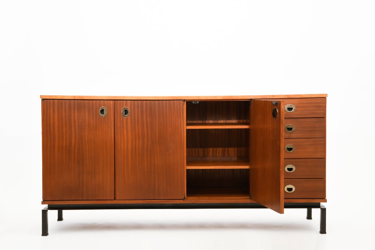 Marcel Gascoin's sideboard, full straight view with one door open