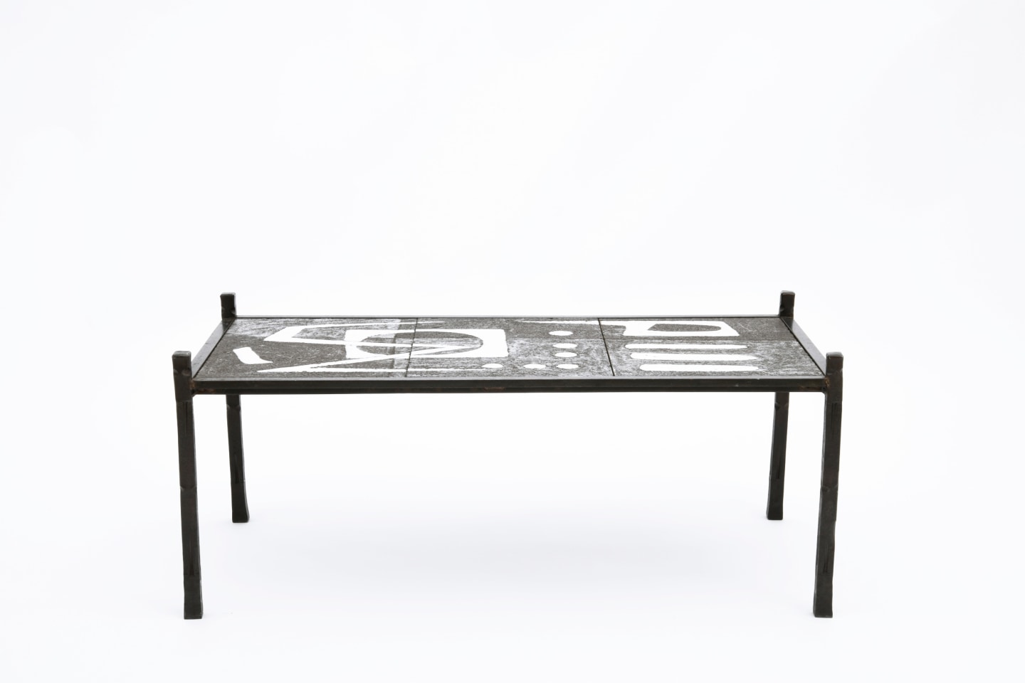 Robert and Jean Cloutier's ceramic coffee table straight view