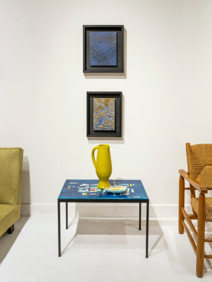 Pierre Sabatier's &quot;Bleu&quot; and &quot;Crat&egrave;re II&quot; wall sculptures, Alice Colonieu's ceramic bowl, Jo Amado's ceramic coffee table