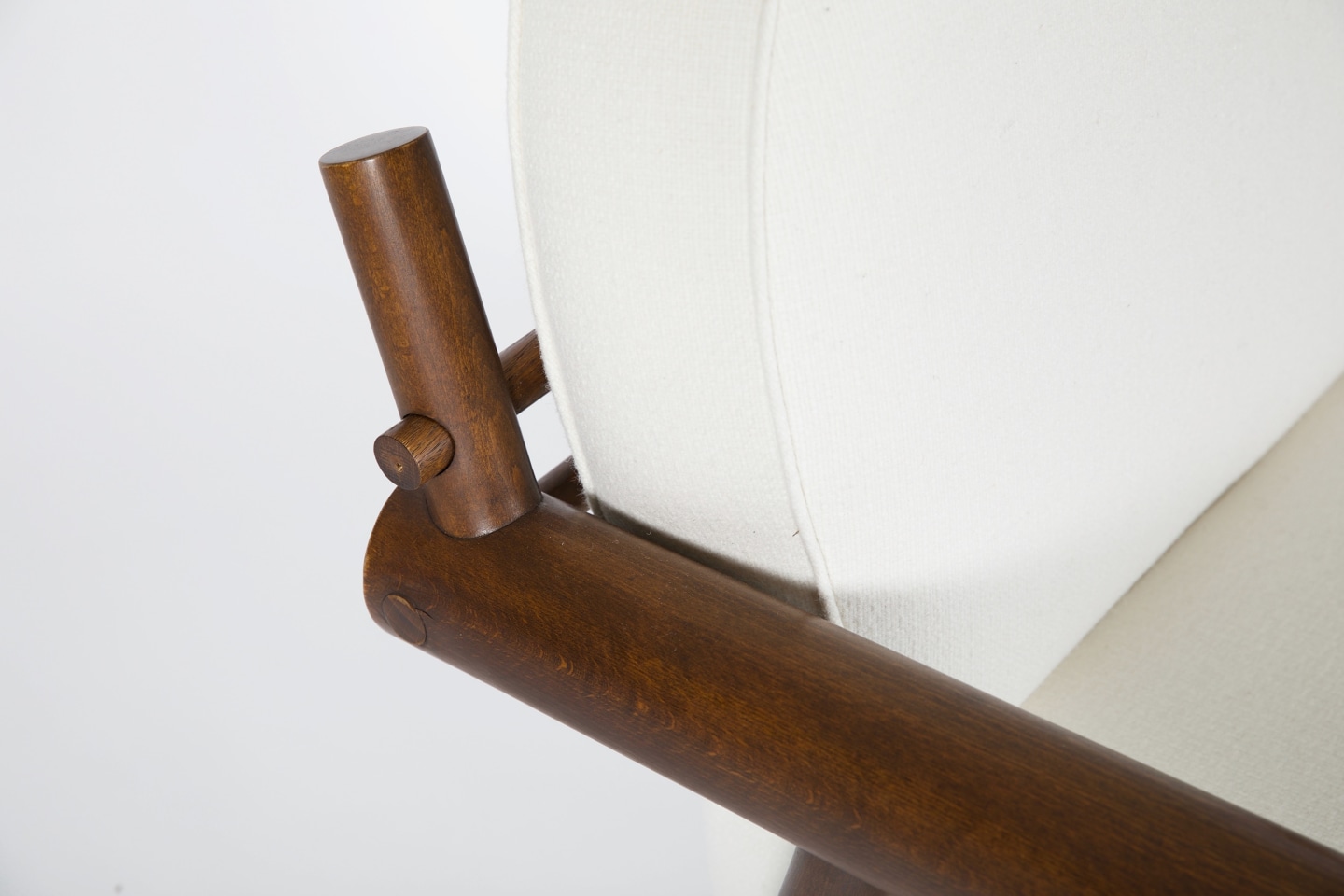 Attributed to Charlotte Perriand, pair of armchairs, detailed view of arms and back structure on single chair