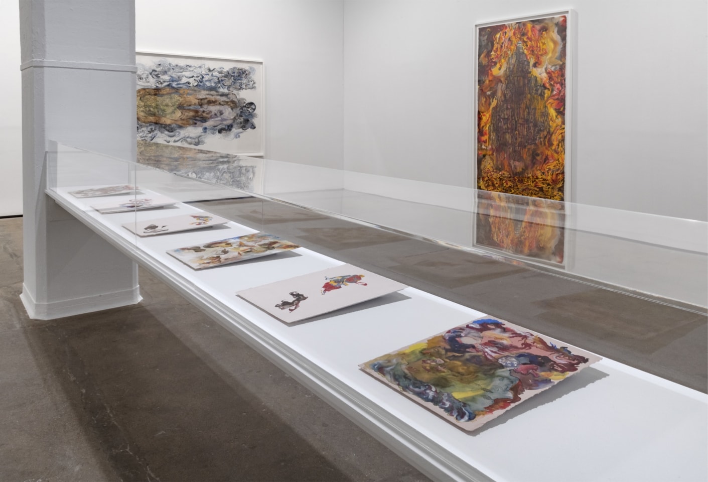 Installation view of Shahzia Sikander: Weeping Willows, Liquid Tongues at Sean Kelly, New York