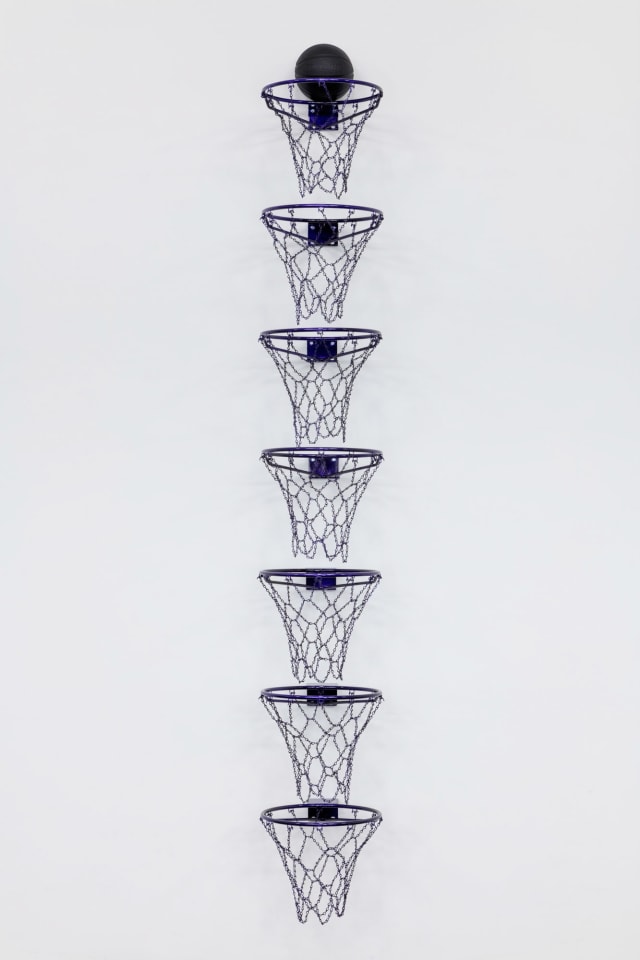 Oh, what a feeling, fuck it, I want a Billion,&nbsp;2018, 7 regulation size basketball rims with painted stainless steel nets and Spaulding NBA basketball