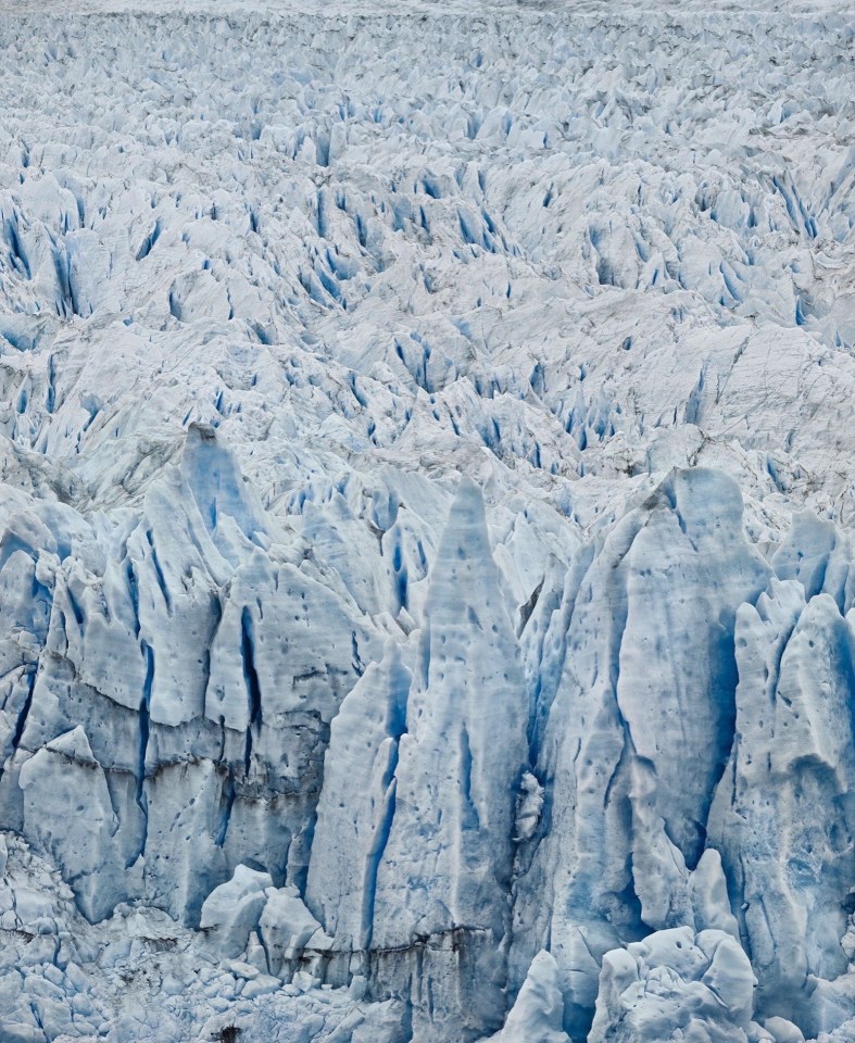 Frank Thiel Perito Moreno #06, 2012/2013 titled, dated, signed and numbered on verso framed chromogenic print face mounted to Plexiglas framed: 84 1/8 x 70 x 2 1/8 inches (213.7 x 177.7 x 5.5 cm) edition of 5 with 2 APs (#1/5) (FT-PM.06.L.1)