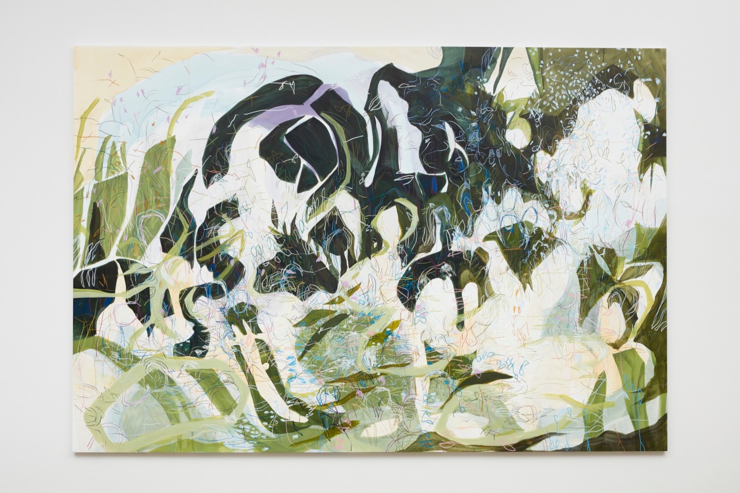 MorningGreen, 2018 casein and watercolor pencil on canvas