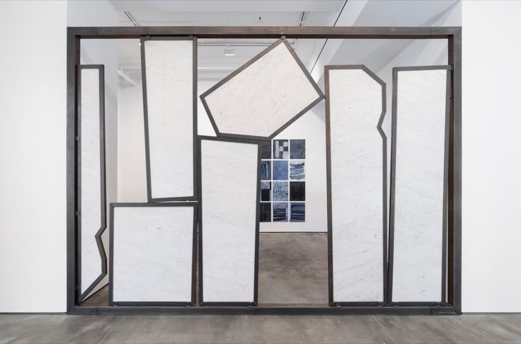 Both sides now, 2017, marble, steel