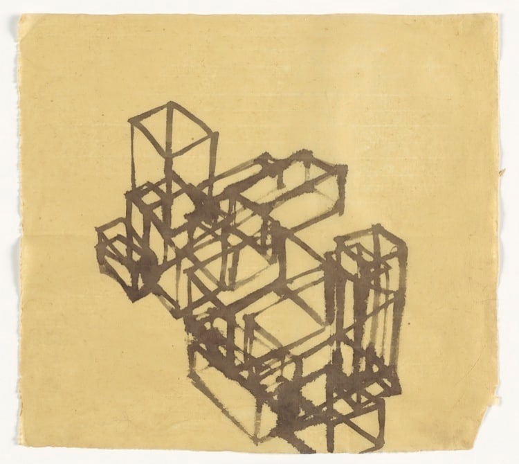 SITE II, 2012, carbon and casein on maize paper