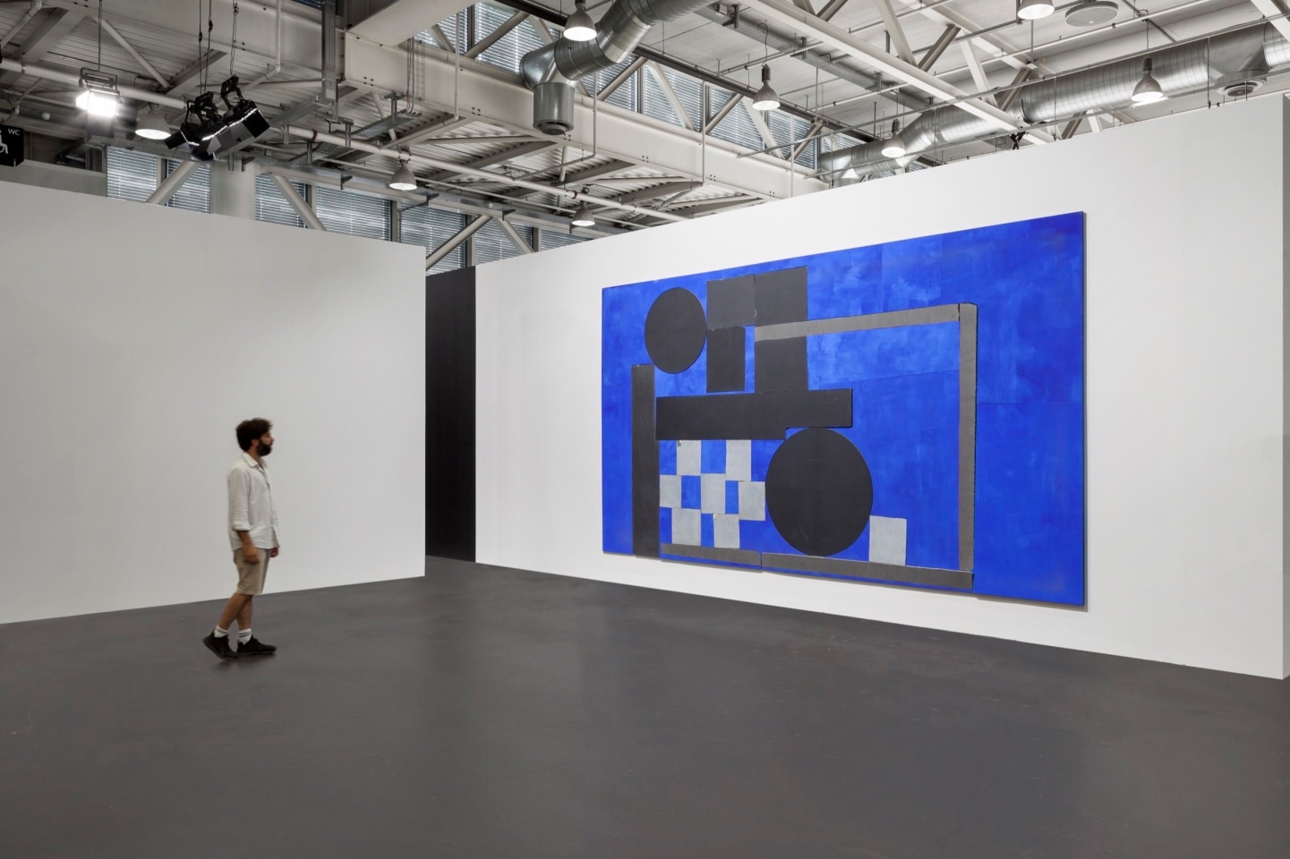 Installation view of&nbsp;&#039;92 Electric Blue Explorer, 2018 by Sam Moyer&nbsp;at Art Basel Unlimited&nbsp;2018, Booth U18, June&nbsp;14 - 17, 2018