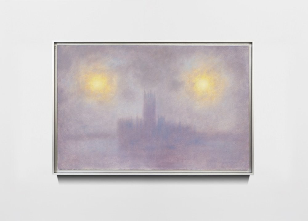 Laurent Grasso Studies into the Past the work is accompanied by a signed certificate of authenticity oil on canvas painting: 25 9/16 x 39 3/8 x 1 inches (65 x 100 x 2.5 cm) framed: 27 9/16 x 41 5/16 x 2 inches (70 x 105 x 5 cm) (LG-P.21.3000)