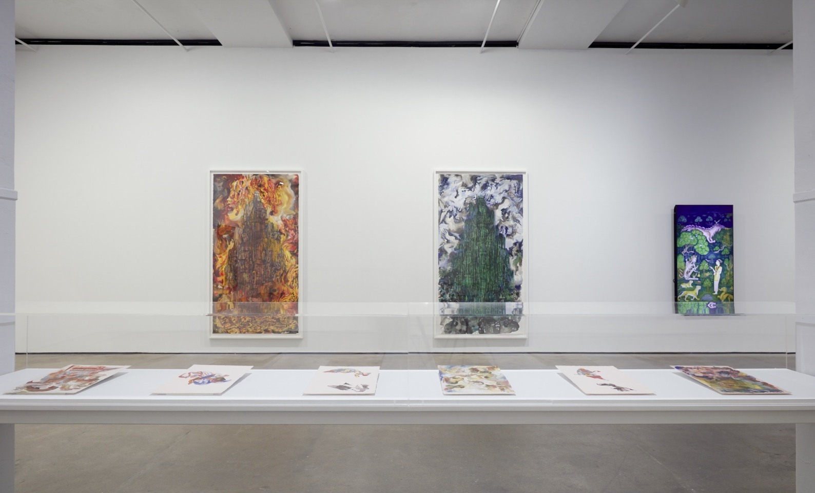 Installation view of Shahzia Sikander: Weeping Willows, Liquid Tongues at Sean Kelly, New York