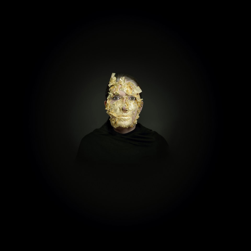 Marina Abramović, Portrait with Golden Mask, 2009