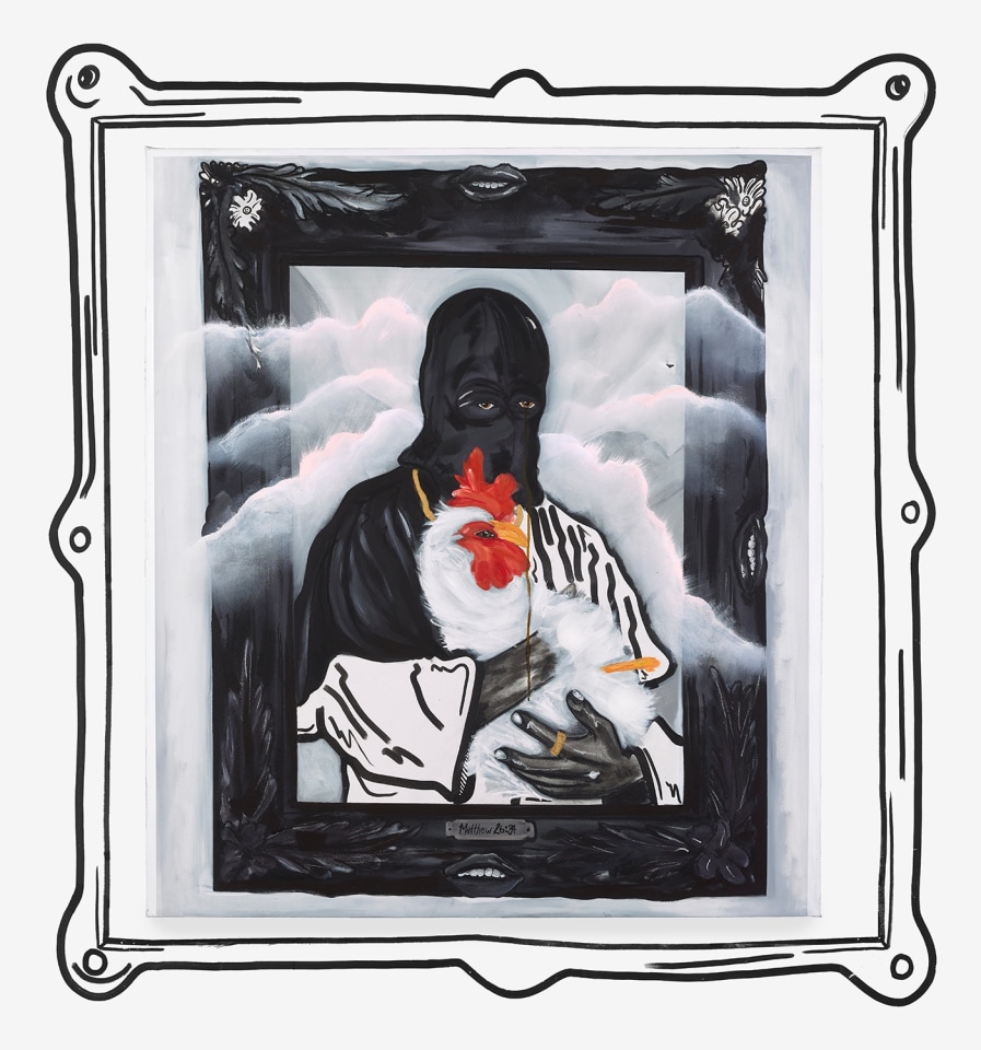 Capt. James Stovall V, Jesus and the bird &ldquo;1st and the 3rd&rdquo;, 2022., Paint and charcoal on canvas.