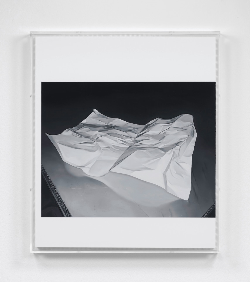 Paper, 2016, oil and varnish on acrylic faced honeycomb panel in Perspex box frame