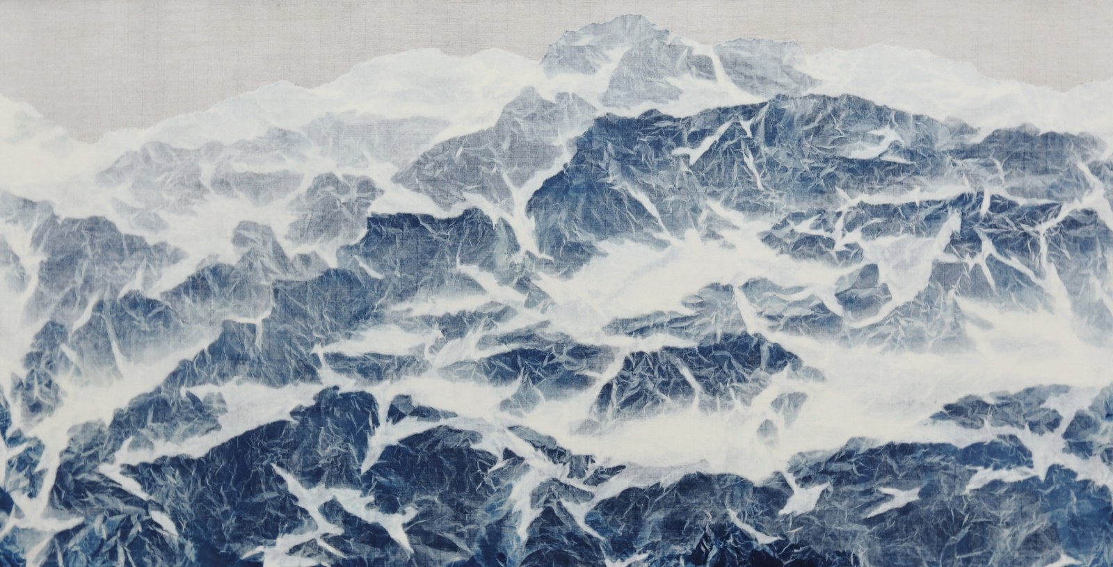 Cyano-Collage 072, 2019, cyanotype photography, Xuan paper, acrylic gel