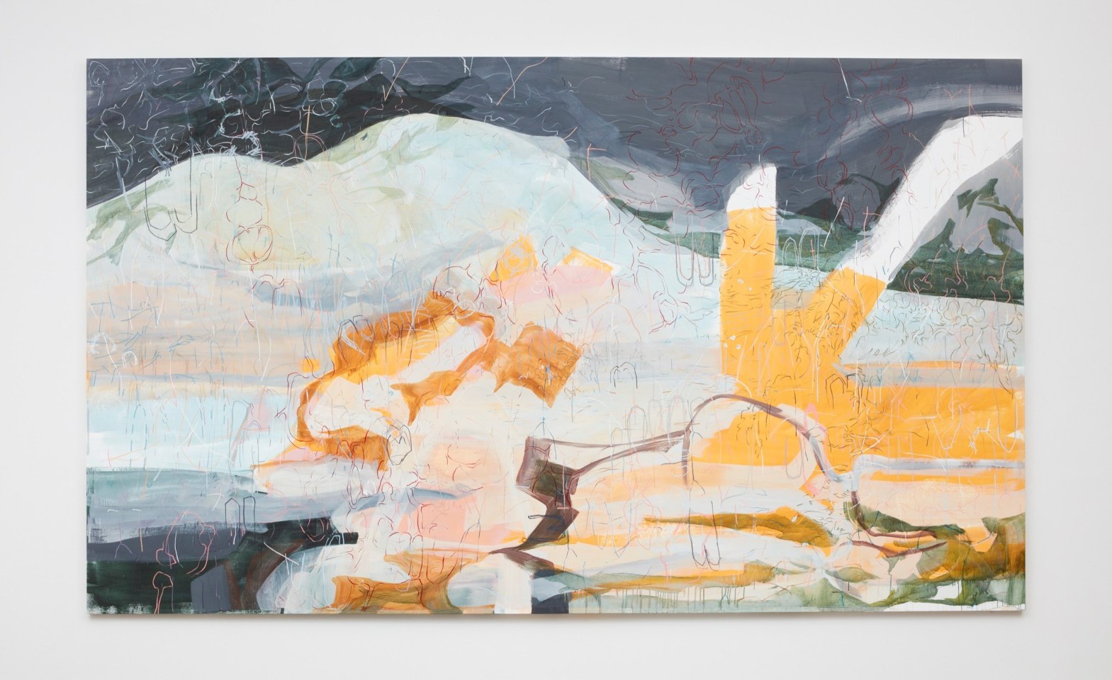 HumidGray, 2018 casein and watercolor pencil on canvas