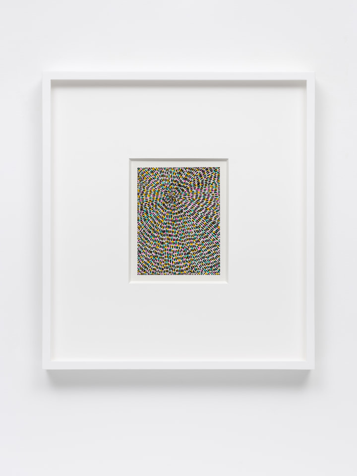 Jennifer Guidi, Untitled (Black Gouache Universe Mandala, Pink, Yellow and Turquoise, White Ground), 2022