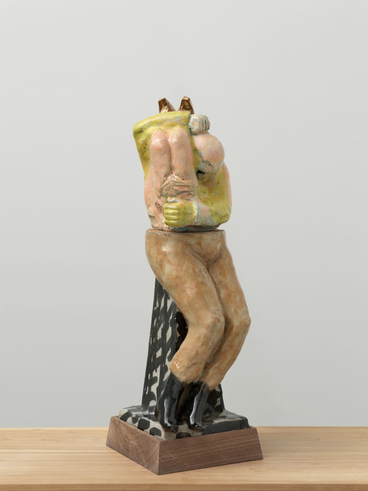 Jared Buckhiester, Man with mauve pants carrying man, 2023