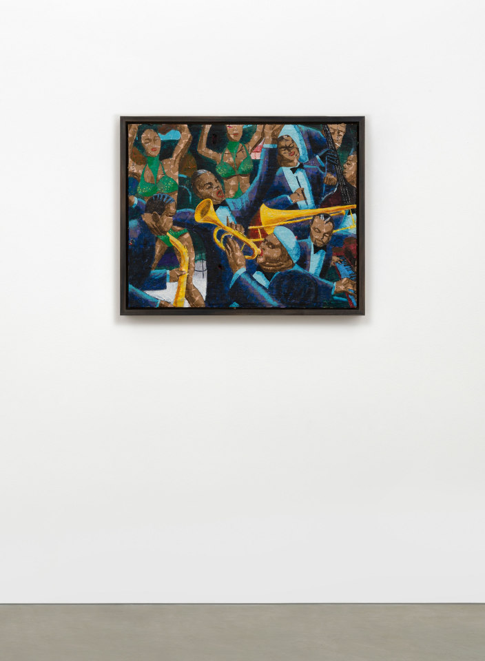 Derek Fordjour, Crowd Painting Origin (after Archibald Motley), 2025