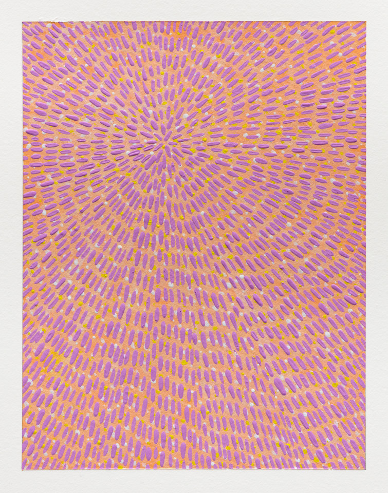 Jennifer Guidi, Untitled (Purple Gouache Universe Mandala, White and Yellow, Gold Ground), 2022