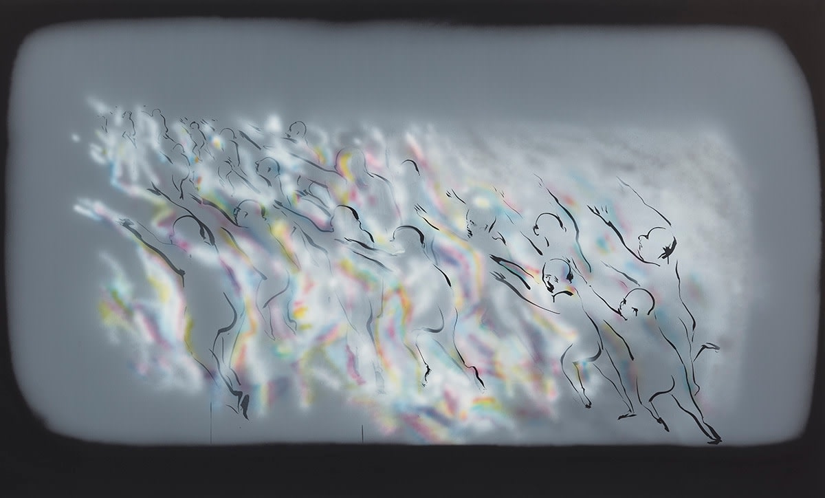 Tala Madani Corner Projection (Panic), 2019