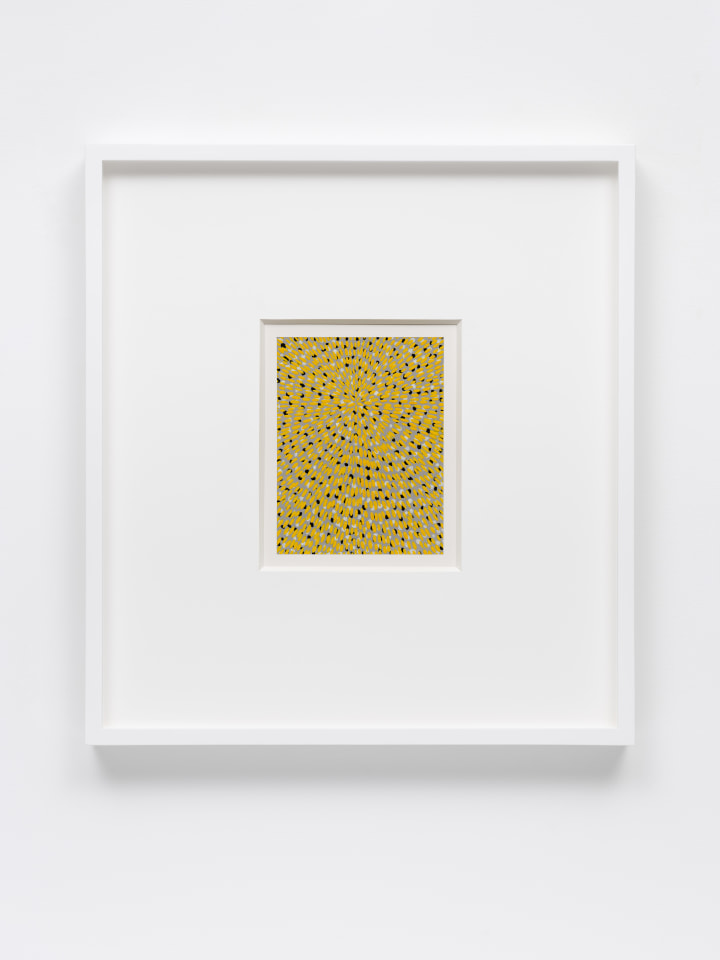 Jennifer Guidi, Untitled (Yellow Gouache Universe Mandala, Black and White, Gray Ground), 2022