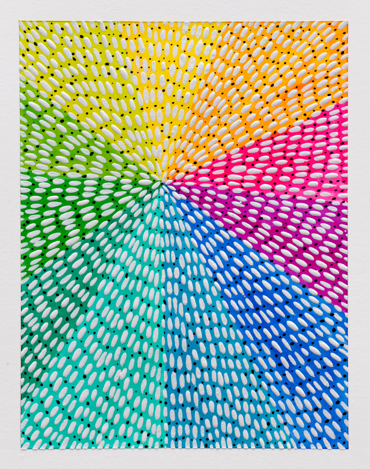 Jennifer Guidi, Untitled (White Gouache Universe Mandala, Black, Multicolored Ground), 2022