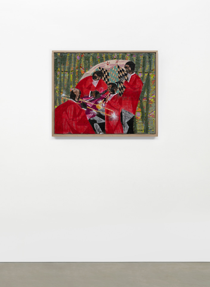 Derek Fordjour, Village Quartet Remix (after Jacob Lawrence), 2025