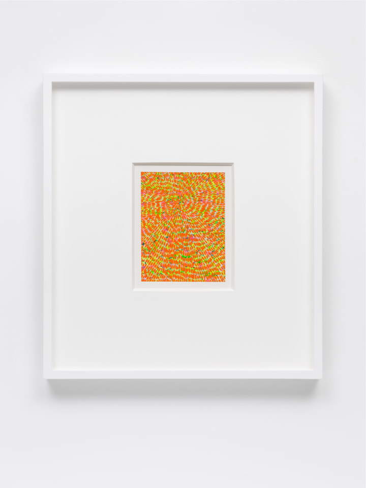 Jennifer Guidi, Untitled (Orange Gouache Universe Mandala, Multicolored Ground), 2022