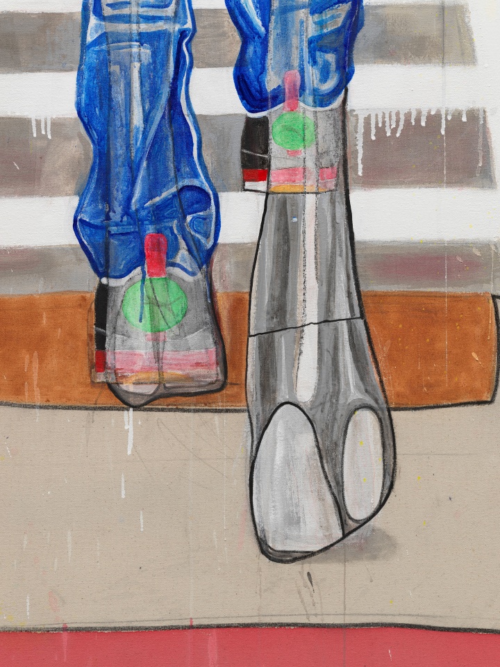 Jason Fox, Phone with Flesh and Stone Crossing Main Street, 2025