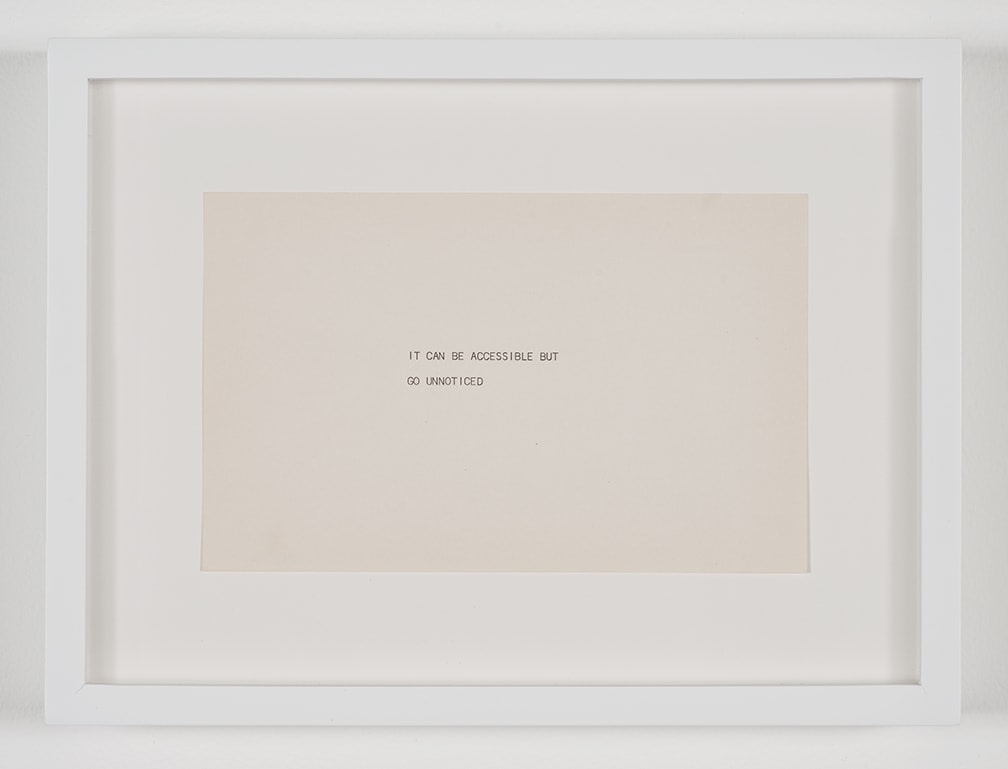 Robert Barry It Can Be Accessible But Go Unnoticed, 1970