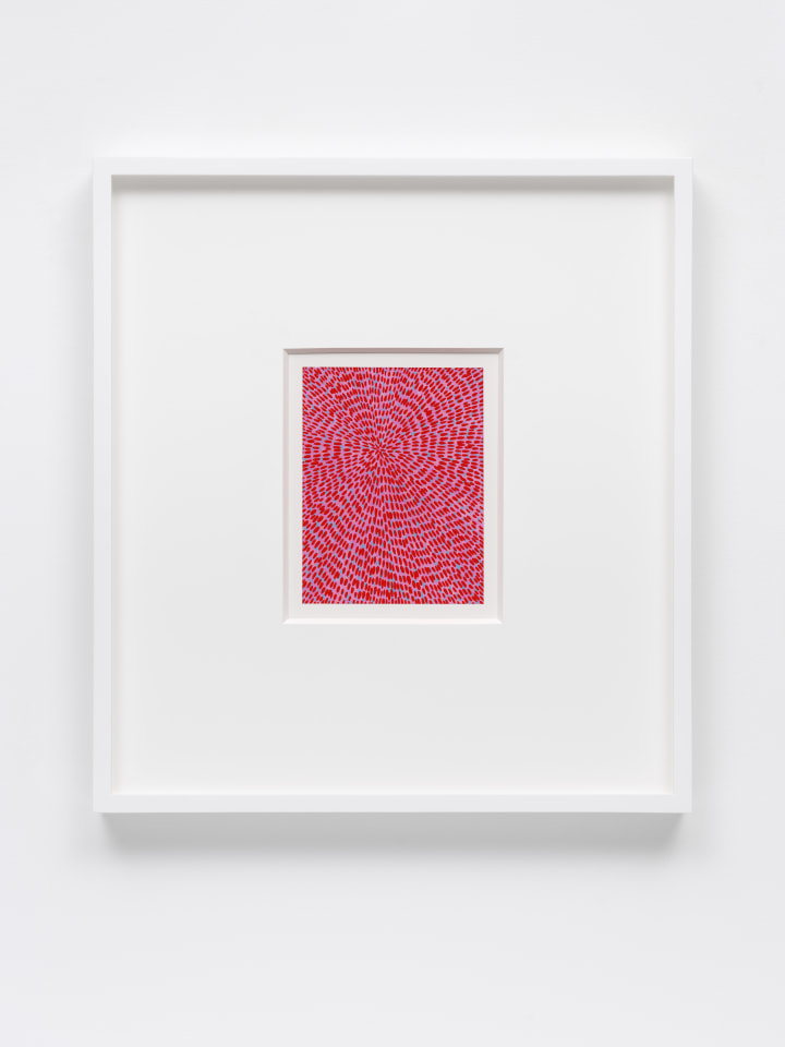 Jennifer Guidi, Untitled (Red Gouache Universe Mandala, Light Blue and Peach, Pink Ground), 2022