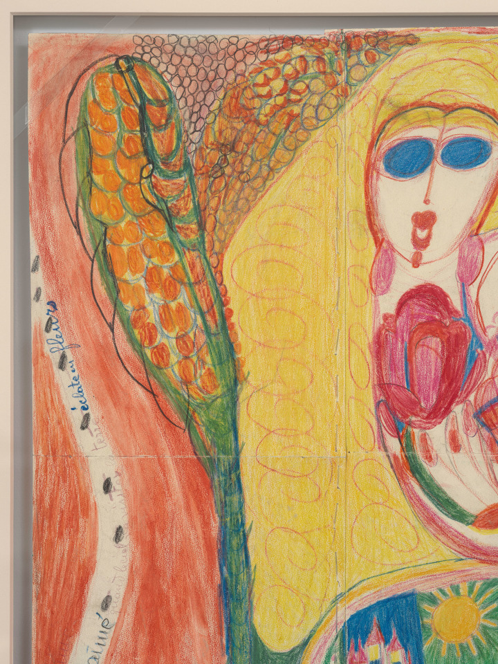 Alo&iuml;se Corbaz, Untitled (Figure with Blue Eyes), c. 1950