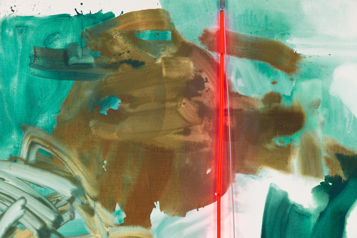 Mary Weatherford emerald underwater, 2017