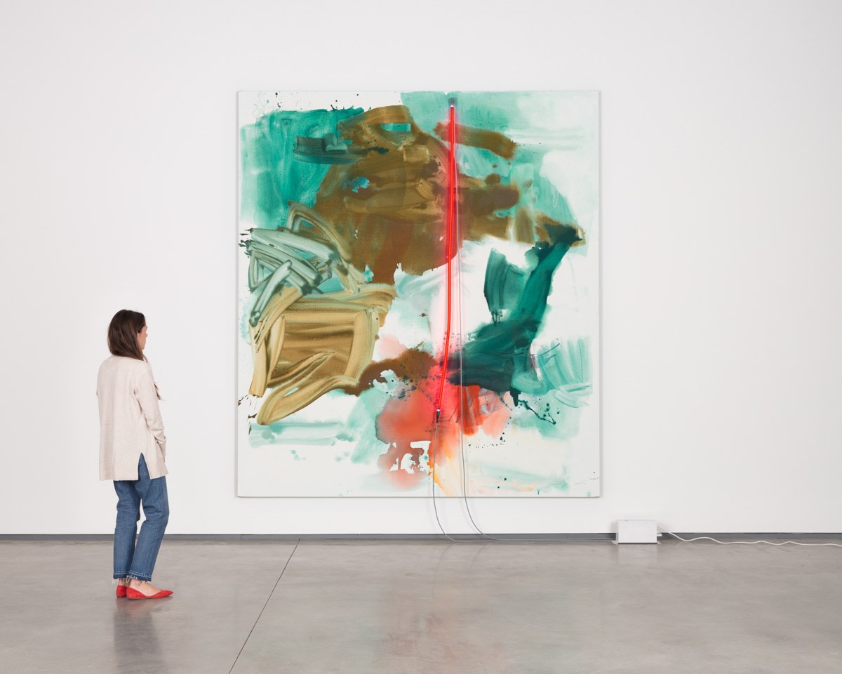 Mary Weatherford emerald underwater, 2017