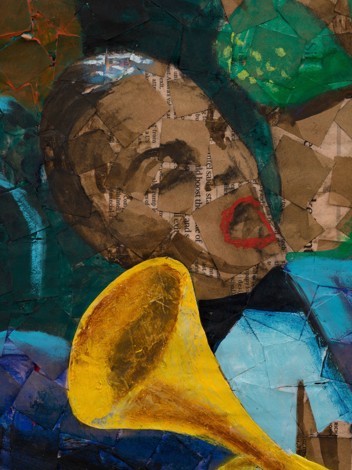 Derek Fordjour, Crowd Painting Origin (after Archibald Motley), 2025