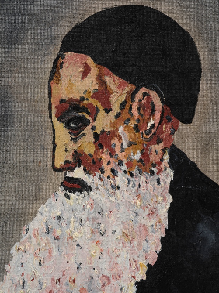 Joel Mesler, Rabbi with black background, 2023