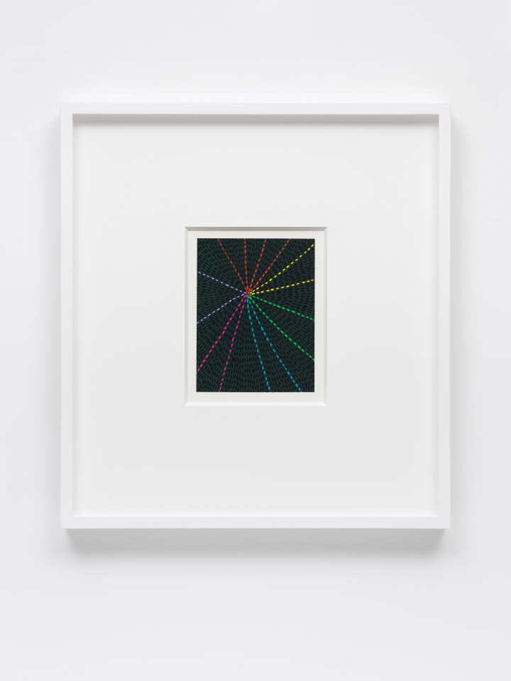 Jennifer Guidi, Untitled (Black and Rainbow Gouache Universe Mandala, Black Ground), 2022