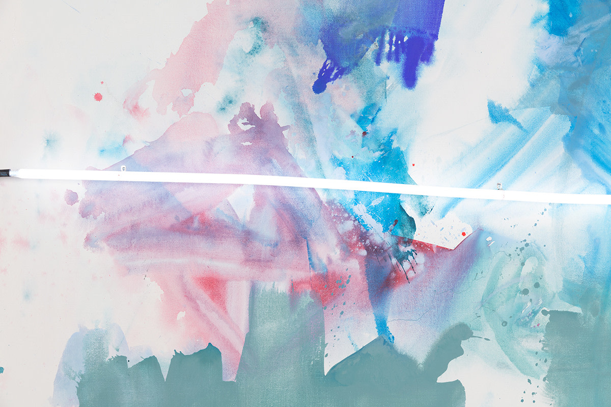 Mary Weatherford blue to blue, 2017