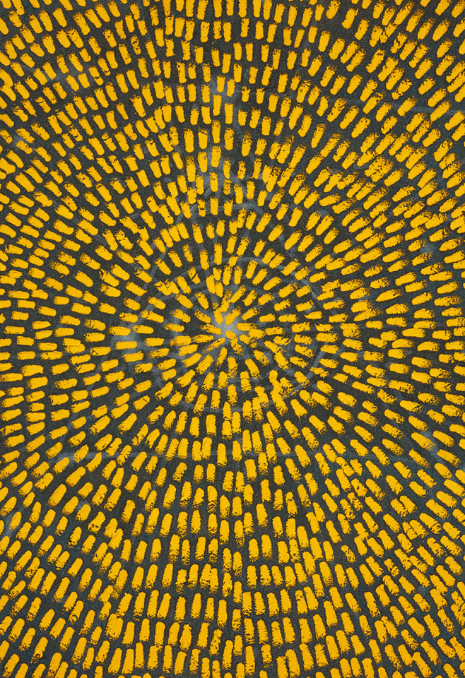 Jennifer Guidi Sun In Gemini (Universe Mandala SF #2G, Yellow, Black Sand),&nbsp;2017