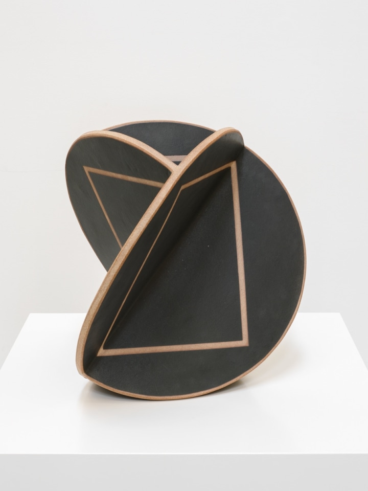 John Mason Large Triangular Black Orb with Tracers, 2001