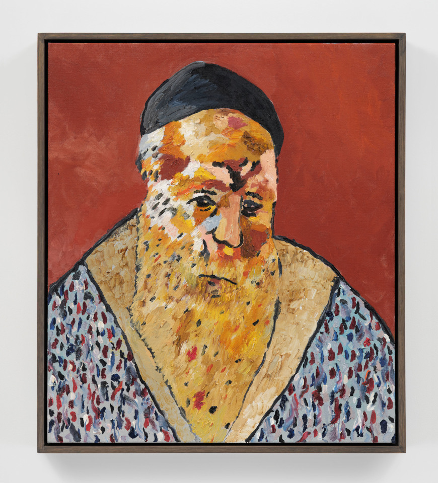 Joel Mesler, Rabbi with orange background, 2023