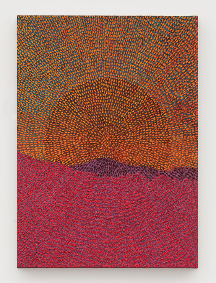 Jennifer Guidi Eclipse (Painted Mandala Mountain SF #1A, Black Sand, Blue, Yellow, Purple, Red), 2017