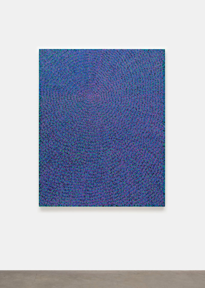 Jennifer Guidi, Life Force (Painted Universe Mandala, Lavender, Blue, Dark Blue, Green, Purple and Black Ground), 2022