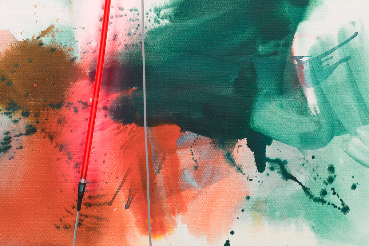 Mary Weatherford emerald underwater, 2017