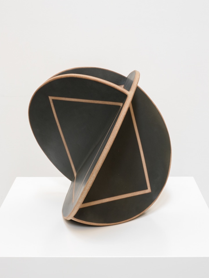 John Mason Large Triangular Black Orb with Tracers, 2001