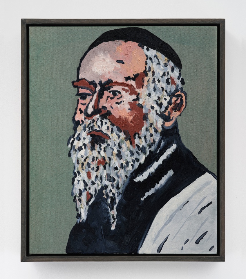 Joel Mesler, Rabbi with green background, 2023