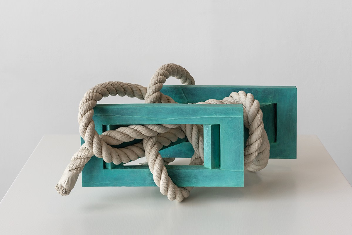 Ricky Swallow Skewed Open Structure with Rope #3 (turquoise), 2015