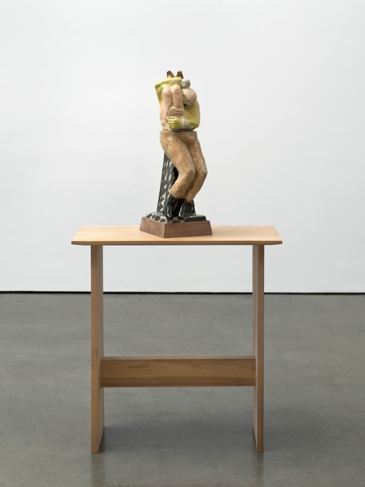 Jared Buckhiester, Man with mauve pants carrying man, 2023