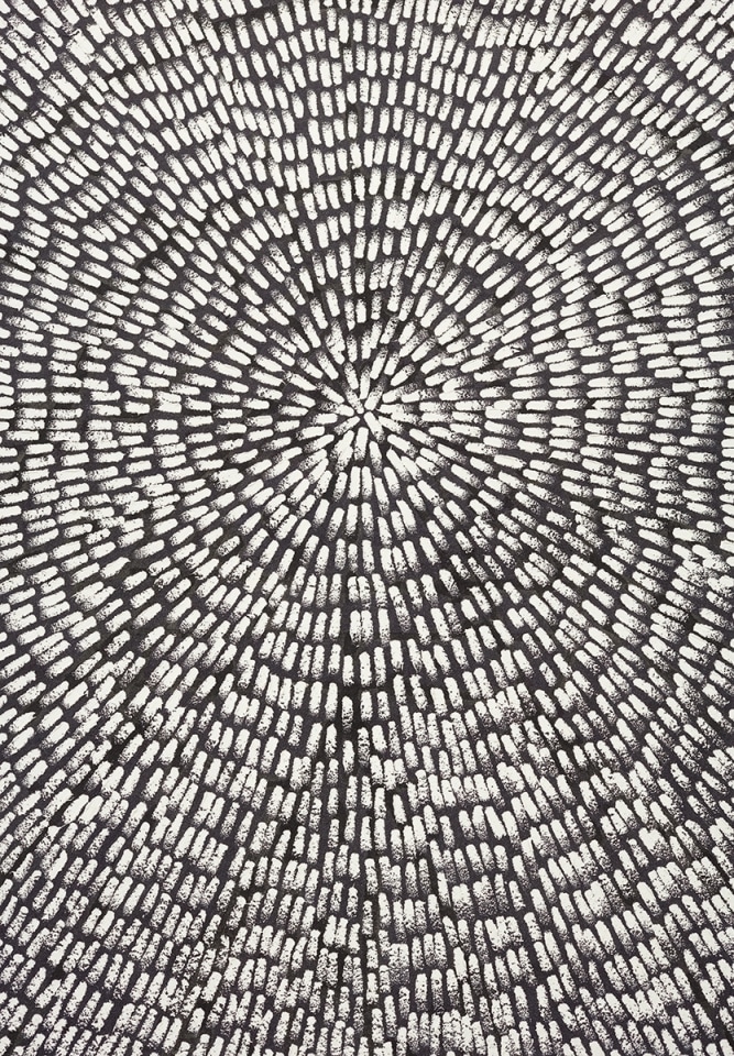 Jennifer Guidi Barn, Triangle, Barn (Universe Mandala SF #4G, White, Black Sand),&nbsp;2017