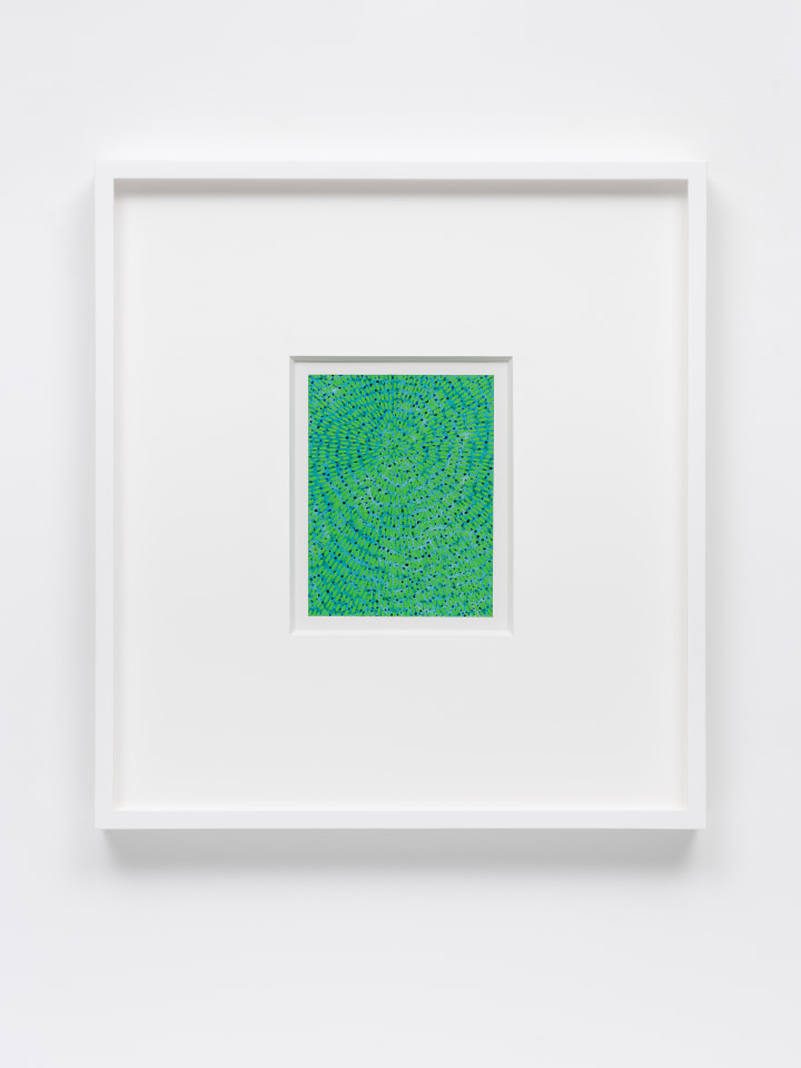 Jennifer Guidi, Untitled (Green Gouache Universe Mandala, Blue, Light Blue Ground), 2022